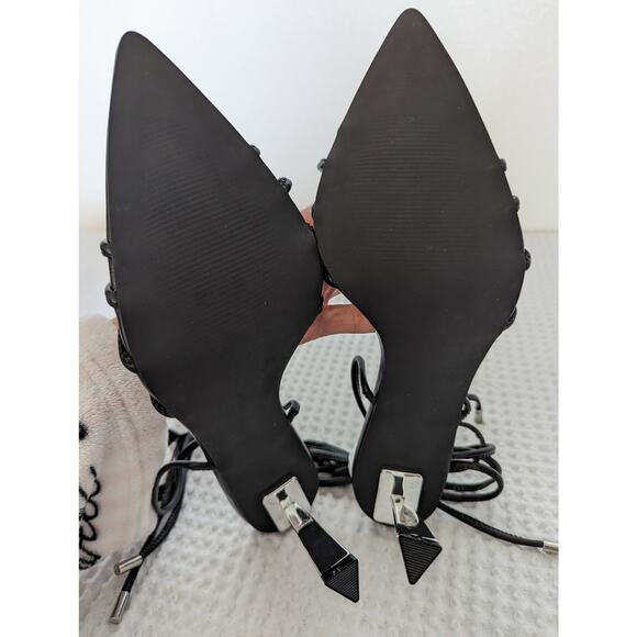 Vivianly Lace Up Strappy Pointed Toe Stiletto Heels Sandals Size 10 - Picture 8 of 10